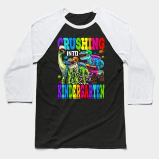 Crushing Into Kindergarten Monster Truck Dinosaur Baseball T-Shirt